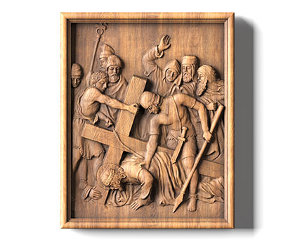 Panel Jesus falls under the weight of the Cross, 3d models (stl)