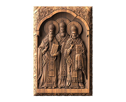 Icon Saints John Chrysostom, Gregory the Theologian, Basil the Great, 3d models (stl)