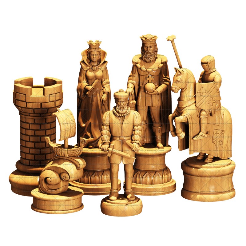 Designer chess set, 3d models (stl)